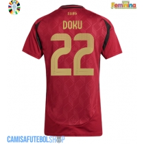 Camisa de time de futebol Bélgica Jeremy Doku #22 Replicas 1º Equipamento Feminina Europeu 2024 Manga Curta